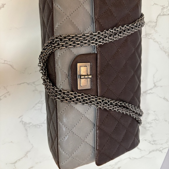 💎Authentic CHANEL Sold
Bi-Color Brown/Grey Leather  QuiltedClassicFlap - Picture 5 of 16
